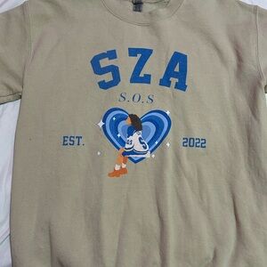 SZA SOS Album Graphic Sweatshirt - Tan with Blue Design
